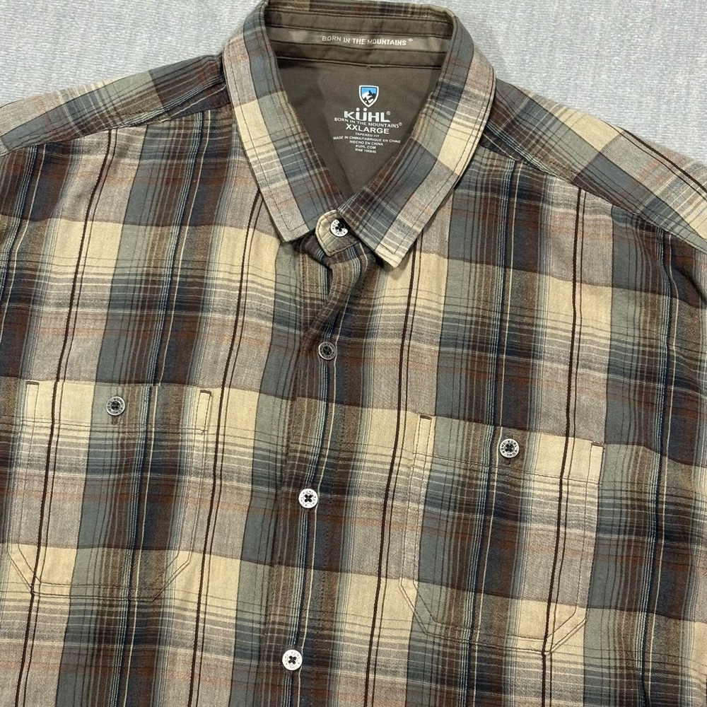 Kuhl Skorpio Button Down Shirt Mens XXL Linen Blend Short Sleeve Hiking *read **
